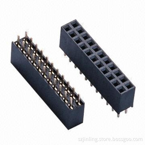 Female Headers, O-type Terminal, 8.5mm Height, 2.54mm Pitch, Dual-row, Straight Angle